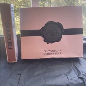 Viktor & Rolf Flowerbomb fragrance set and Rabanne Gloss